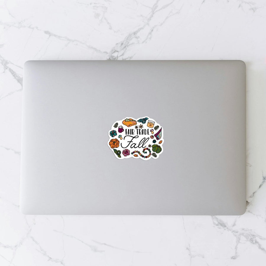 WS Vinyl Sticker | Fair Trade Fall | 2.8 x 2.2 in - Asha Project Kantha - Saree - Handmade