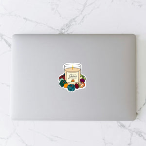 WS Vinyl Sticker | Mini Saree Pumpkin Wreath | 2.5 x 2.5 in - Asha Project Kantha - Saree - Handmade