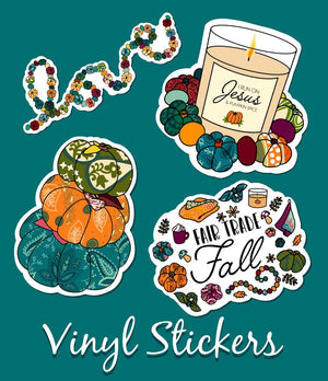 WS Vinyl Sticker | Mini Saree Pumpkin Wreath | 2.5 x 2.5 in - Asha Project Kantha - Saree - Handmade