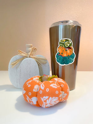 WS Vinyl Sticker | Saree Pumpkin Stack | 2.1 x 2.8 in - Asha Project Kantha - Saree - Handmade