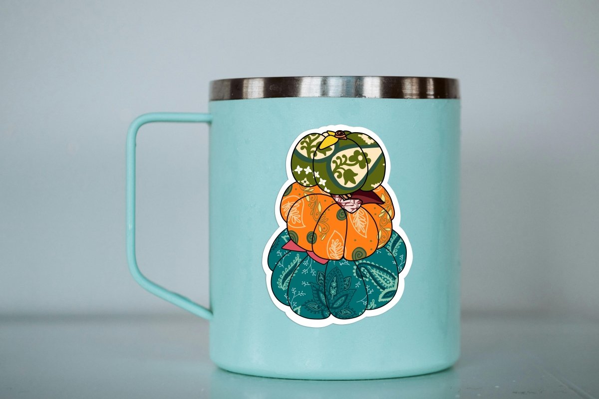 WS Vinyl Sticker | Saree Pumpkin Stack | 2.1 x 2.8 in - Asha Project Kantha - Saree - Handmade