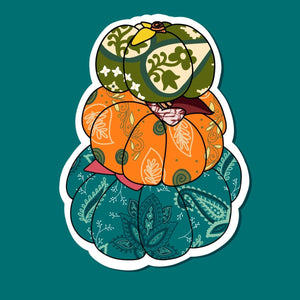 WS Vinyl Sticker | Saree Pumpkin Stack | 2.1 x 2.8 in - Asha Project Kantha - Saree - Handmade
