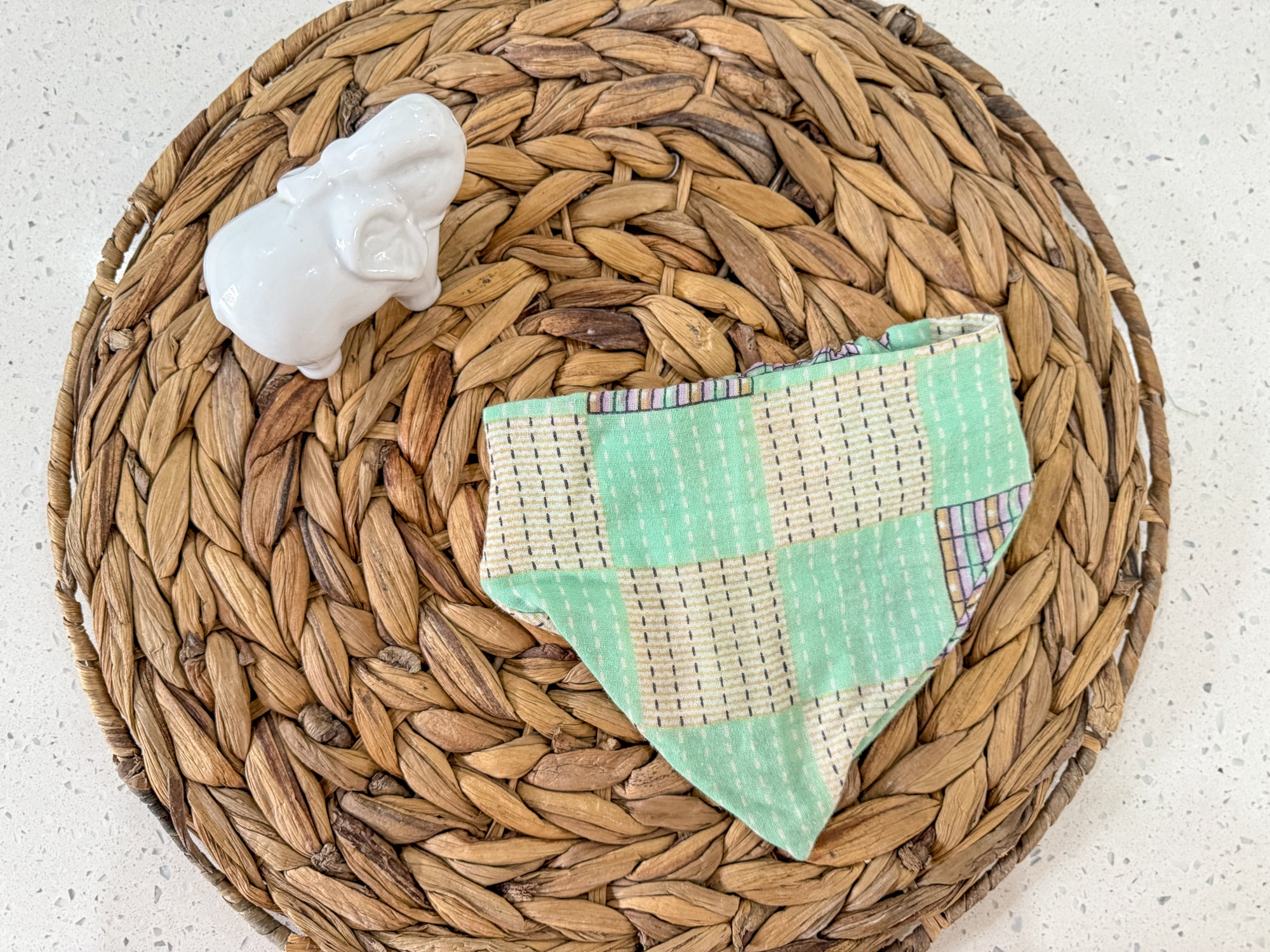 a basket with a cloth and a napkin on it