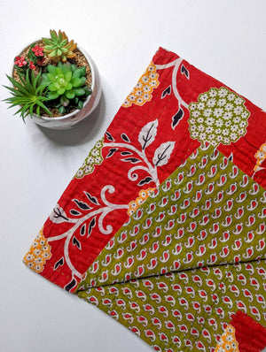 Mini Kantha Throw Blanket | Christmas