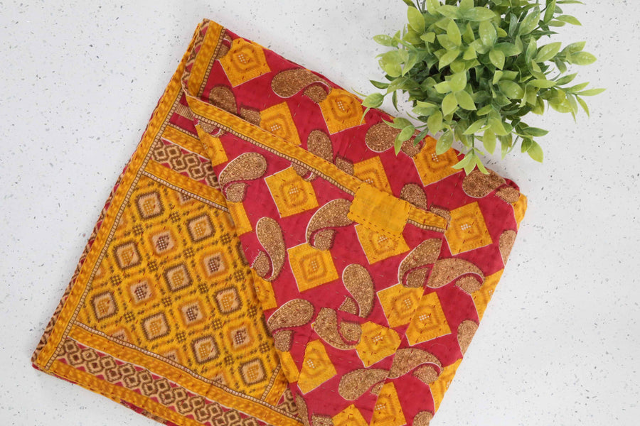 Kantha Mini Throw Blanket