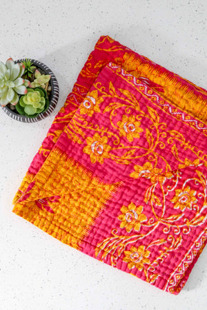 Kantha Mini Throw Blanket