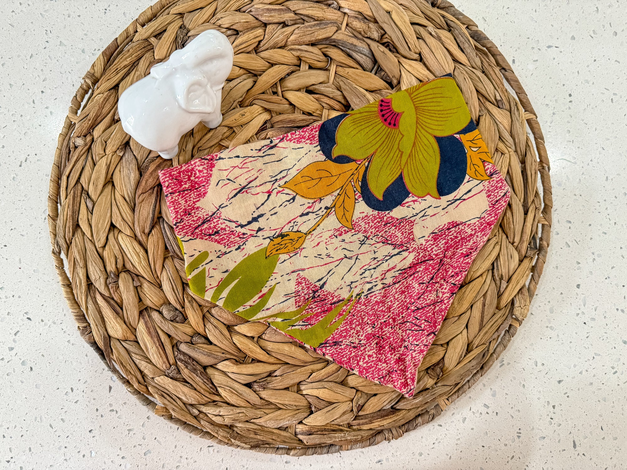a close up of a basket with a napkin