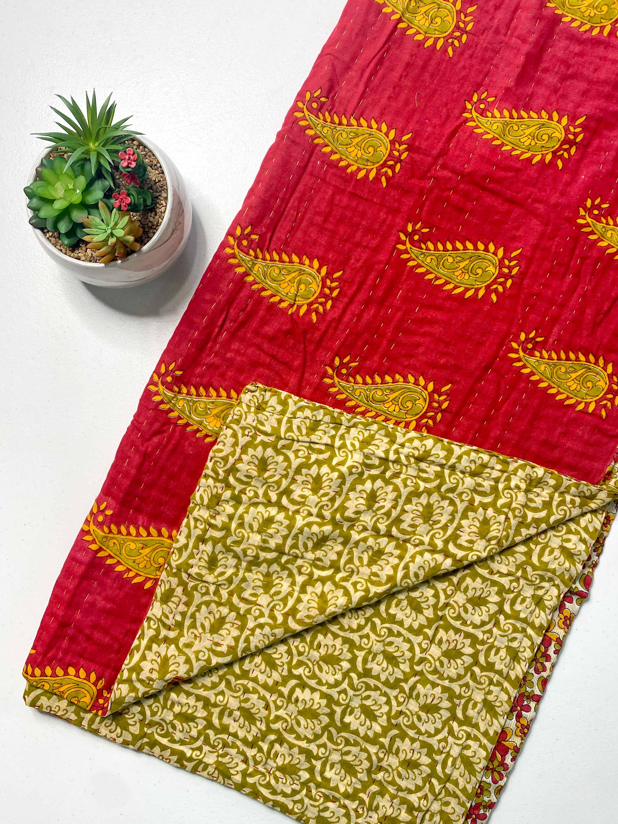 Christmas Kantha Throw Blanket