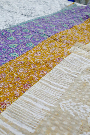Custom Kantha Quilt - Asha Project Kantha - Saree - Handmade