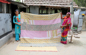 Custom Kantha Quilt - Asha Project Kantha - Saree - Handmade