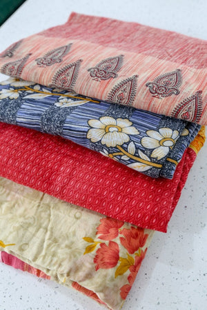 Custom Kantha Quilt - Asha Project Kantha - Saree - Handmade