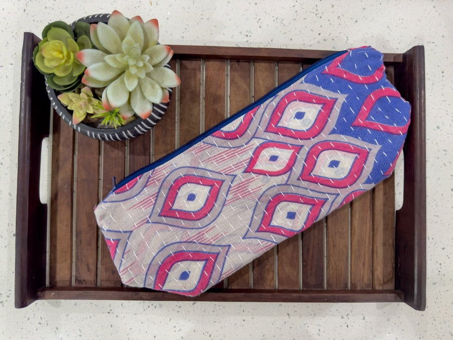 Kantha Cosmetic Bag | Extra Large - Asha Project Kantha - Saree - Handmade
