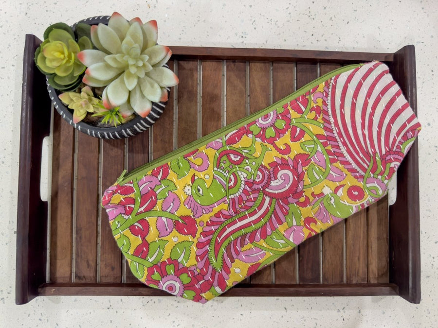 Kantha Cosmetic Bag | Extra Large - Asha Project Kantha - Saree - Handmade