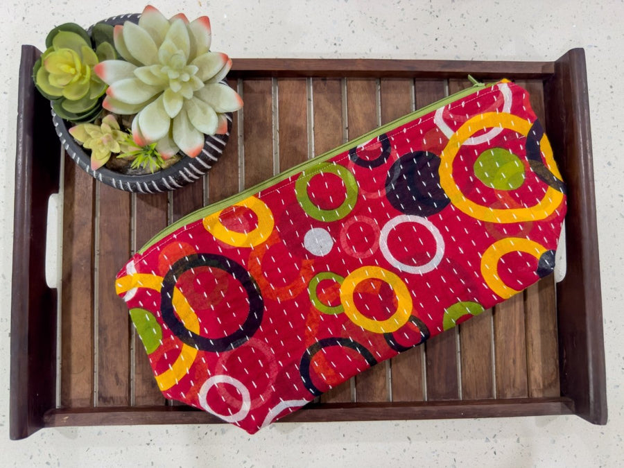 Kantha Cosmetic Bag | Extra Large - Asha Project Kantha - Saree - Handmade