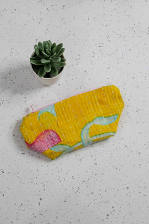 Kantha Cosmetic Bag | Small - Asha Project Kantha - Saree - Handmade