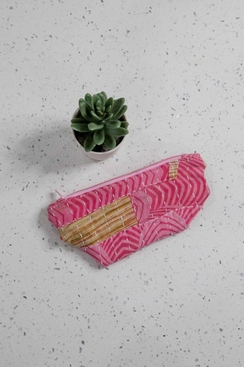 Kantha Cosmetic Bag | Small - Asha Project Kantha - Saree - Handmade