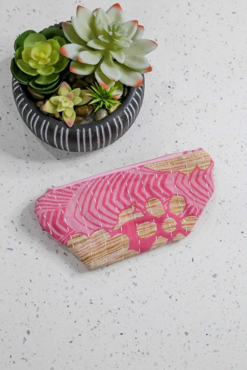 Kantha Cosmetic Bag | Small - Asha Project Kantha - Saree - Handmade
