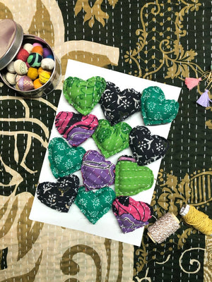Kantha Heart Garland | Assorted - Asha Project Kantha - Saree - Handmade