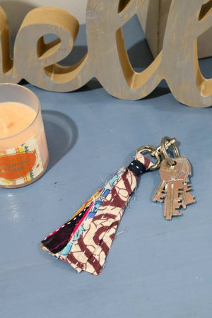 Kantha Tassel Keychain - Asha Project Kantha - Saree - Handmade