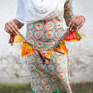 Saree Mini Triangle Banner - Asha Project Kantha - Saree - Handmade