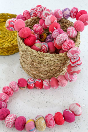 Single Color Saree Bead Garland - Asha Project Kantha - Saree - Handmade