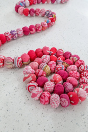 Single Color Saree Bead Garland - Asha Project Kantha - Saree - Handmade