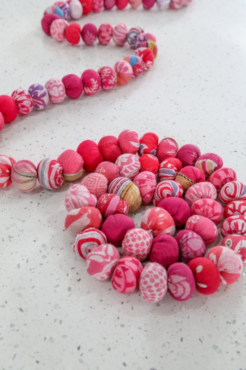 Single Color Saree Bead Garland - Asha Project Kantha - Saree - Handmade