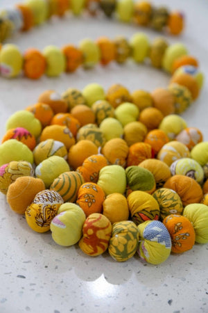 Single Color Saree Bead Garland - Asha Project Kantha - Saree - Handmade