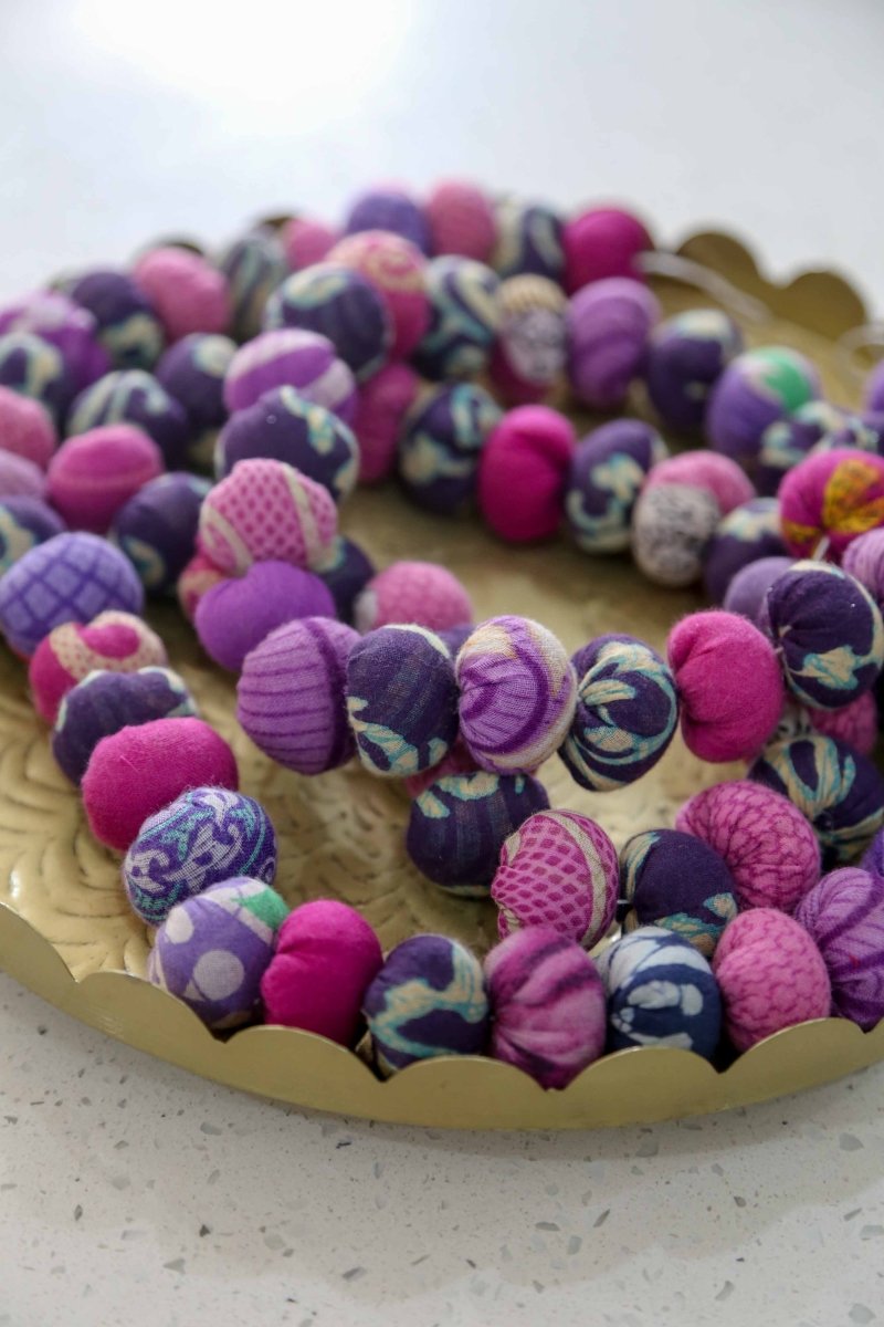 Single Color Saree Bead Garland - Asha Project Kantha - Saree - Handmade