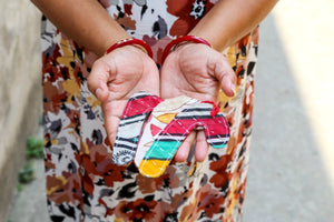 WS Kantha Christmas Ornaments | Candy Cane - Asha Project Kantha - Saree - Handmade
