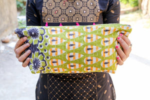 WS Kantha Cosmetic Bag | Extra Large - Asha Project Kantha - Saree - Handmade
