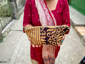 WS Kantha Cosmetic Bag | Medium - Asha Project Kantha - Saree - Handmade