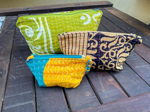 WS Kantha Cosmetic Bag | Small - Asha Project Kantha - Saree - Handmade