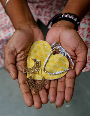 WS Kantha Heart Gift Pouch - Asha Project Kantha - Saree - Handmade