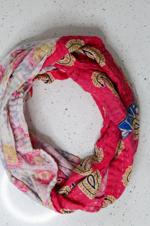 WS Kantha Infinity Scarf - Asha Project Kantha - Saree - Handmade