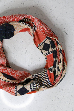 WS Kantha Infinity Scarf - Asha Project Kantha - Saree - Handmade