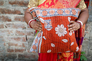 WS Kantha Pillow Cover - Asha Project Kantha - Saree - Handmade