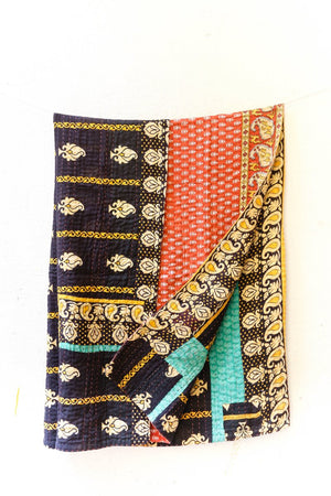 WS Kantha Throw Blanket - Asha Project Kantha - Saree - Handmade