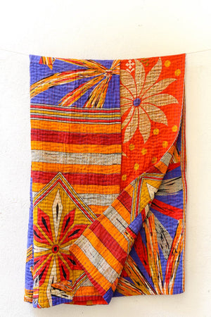 WS Kantha Throw Blanket - Asha Project Kantha - Saree - Handmade