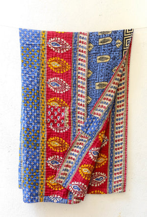 WS Kantha Throw Blanket - Asha Project Kantha - Saree - Handmade
