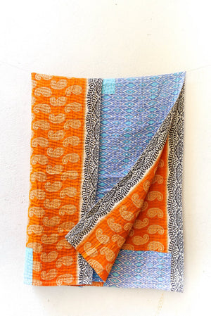 WS Kantha Throw Blanket - Asha Project Kantha - Saree - Handmade