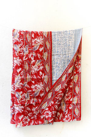WS Kantha Throw Blanket - Asha Project Kantha - Saree - Handmade