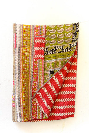 WS Kantha Throw Blanket | Christmas - Asha Project Kantha - Saree - Handmade