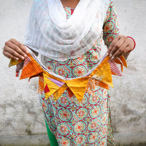 WS Saree Mini Triangle Banner - Asha Project Kantha - Saree - Handmade