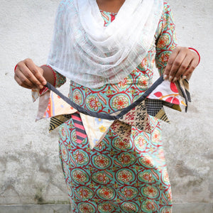 WS Saree Mini Triangle Banner - Asha Project Kantha - Saree - Handmade