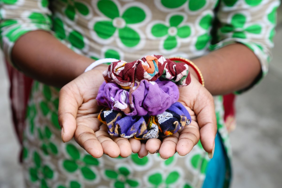 WS Saree Scrunchie Set - Asha Project Kantha - Saree - Handmade