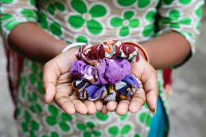WS Saree Scrunchie Set - Asha Project Kantha - Saree - Handmade