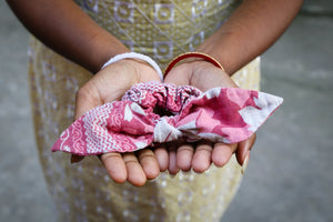 WS Saree Scrunchie with Bow - Asha Project Kantha - Saree - Handmade
